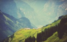 Landscape mountains switzerland trees mist Custom Gaming Mat Desk picture