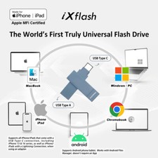 Apple MFi USB Type A & Type C Flash Drive Storage Photo Stick iPhone iPad Blue picture