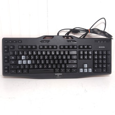 Logitech G105 Wired USB Gaming Keyboard Blue Backlit 6 Programmable G-Keys Used picture