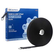 Hook and Loop Straps with Buckle, 30Ft Roll, 1 Inch, Black picture