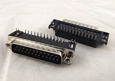 2x D-SUB DB25 2 Rows 25 Pin Male Right Angle PCB Solder Cable Adapter Connector picture