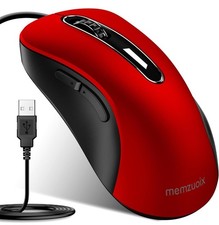 memzuoix Wired Mouse, USB Computer Mouse 1400 DPI Mobile Optical Red picture