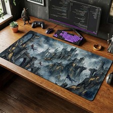 Elden Ring Castle Desk Mat Dark Fantasy Storm Mouse Pad Gaming Setup Accessories picture