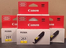(4x) GENUINE OEM Canon Pixma 251 Yellow Ink Cartridge New Factory Sealed picture