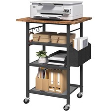 4-Tier Printer Stand, Rolling Printer Table on Wheels, Industrial Storage Sta... picture