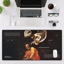 Religious Art Deskmat, Italian Baroque Painting Mousepad Large Office Caravaggio picture