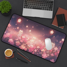 Kawaii Cats Desk Mat Cute Anime Mouse Pad Large Non-Slip Gaming Decor picture