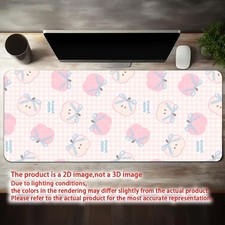 1pc Pink Apple Bow Desk Mat & Gaming Mouse Pad with Non-Slip Rubber Base, Wash picture