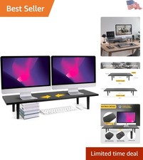 Elegant Dual-Monitor Stand Riser: Adjustable 32-40 Inch Width for Maximum Spa... picture