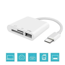 USB C SD Card Reader, 3 in 1 USB Type C to USB Camera Memory Card Adapter Hub picture