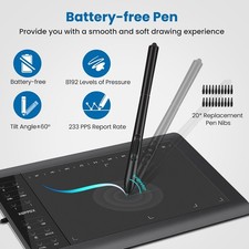 10x6 inch Digital Drawing Tablet HD Screen Graphics tablet with Battery-free Pen picture
