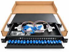 1U 24 Port Fiber Patch Panel 24 SC UPC Simplex Single Mode 24 Fiber Rack Mount picture