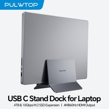 PULWTOP 11 in 1 Vertical Docking Station M.2 SSD 4K HDMI RJ45 for MacBook picture