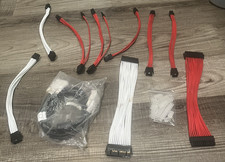 PSU Cable Extension White and Red Sleeved Lot Includes everything in photos picture