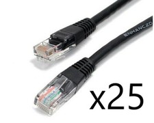 25 Pack Lot - 25ft CAT6 Ethernet Network LAN Router Patch Cable Cord Wire Black picture