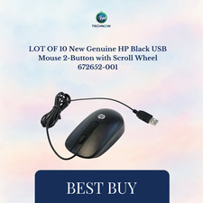 LOT OF 10 New Genuine HP Black USB Mouse 2-Button with Scroll Wheel 672652-001 picture