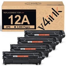 v4ink Q2612A Toner Compatible For HP 12A Q2612A Toner Cartridge Black 4Pack picture