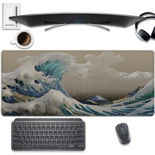 Japanese Wave Large Gaming Mouse Pad Desk Pad, 27.5x11.8in The Great Wave Off... picture