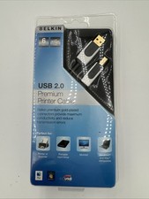 Belkin USB 2.0 Premium 6 Ft Printer Cable Gold Plated Connectors & Belkin strap. picture