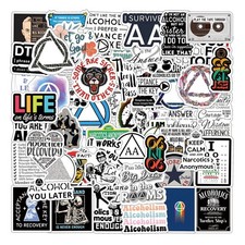 62Pcs Alcoholics Anonymous aa Stickers Pack, Aesthetic Vinyl Waterproof Sticker picture