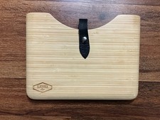 Natural Bamboo Tablet Carrying Case Leather Strap W/Metal Snap picture