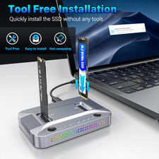 M.2 NVMe&SATA SSD Cloner Duplicator 10Gbps Dual‑Bay USB‑C Docking Station Reader picture