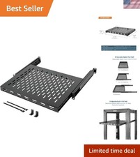 1U Sliding Rack Shelf,4-Post Vented Rack Mount Shelf,13.8in Deep with Adjusta... picture