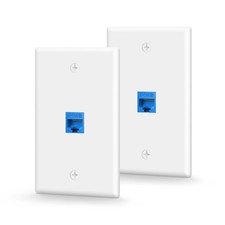 1-Port Ethernet Wall Plate RJ45 Keystone Inline Coupler Female Cat6 Blue 2 Pack picture