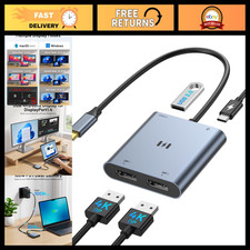 USB C to Dual DisplayPort Adapter, Dual Monitor Hub for Laptops, 4K Support picture