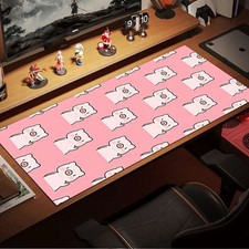 1pc Mouse Pad with Pink Background and Cartoon Piglet Pattern, Durable Extra-L picture