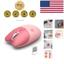 Charming Pink Cat Wireless Silent Mouse – Plug and Play for Laptops & PCs picture