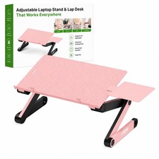 WorkEZ Adjustable Laptop Stand Height Foldable Aluminum Computer Holder Pink picture