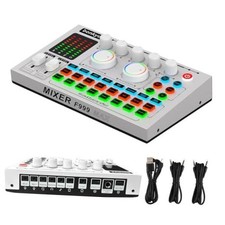 F999MAX Live Sound Card, RGB Lighting Effects, Professional Audio Mixer & picture