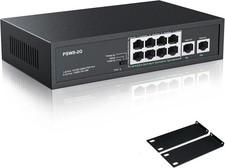 10 Port Full Gigabit PoE+ Switch with Rack Mount Ears, 8 Port PoE 1000Mbps, 2x10 picture