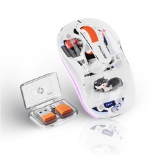 Cute Transparent TriMode Wireless Mouse Rechargeable White Bluetooth 2.4G picture