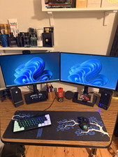 COMPLETE PC SETUP — DUAL MONITORS + FULL ACCESSORIES picture