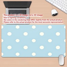 1pc Sky Blue Cream Polka Dot Desk Mat & Gaming Mouse Pad with Non-Slip Rubber picture