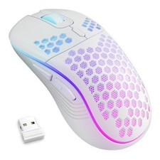 Wireless Gaming Mouse RGB Rechargeable Lightweight Honeycomb Wireless_White picture