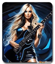 Electric Guitar Rocker Girl Rock Music - Mouse Pad / PC Mousepad - Cool Gift picture