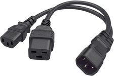0.32M/1FT IEC320 C14 to C13+C19 PDU/UPS Server Y Splitter Adapter Extension Powe picture