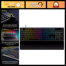 RGB Wired Gaming Keyboard - Quiet Mechanical Keys, US QWERTY Layout, Black Finis picture