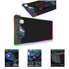 Wireless Charging Mouse Pad RGB Gaming Desk Mat 31.5x15.7 Inch Compatible iPhone picture