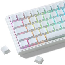 White keycap Set,Shine Through keycaps 60 75 Percent, Japanese Style PBT Key ... picture