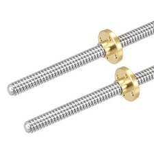 2 Pack 300mm Fully Thread Rod T8x2mm Lead Screw with Brass Nut Kit picture