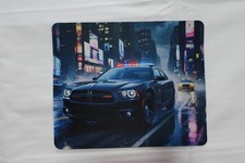 Police car night Mouse Pad | City Night | Handmade | Non-Slip | NEW 8.5x7.1in picture