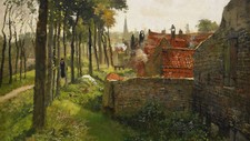 Landscape nature building old painting classic art frits Custom Gaming Mat Desk picture