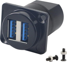 USB 3.0 Dual Panel Mount Solderless Connector, USB 3.0 Female to Female Coupler picture
