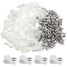 100 PCS White Nylon RType Cable Clamps For 1/8 Inch 3.2mm Wire Cord Clip picture