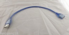 10pcs USB 2.0 A Male To A Female Data Extension Adapter Cord Cable Blue 1FT 30cm picture