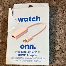 onn Mini DisplayPort to HDMI Adapter White Supports HD Audio and Video picture